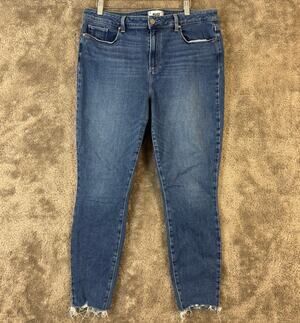 Paige Hoxton Ankle Jeans Raw Hem Stretch Size 33 Limitless READ